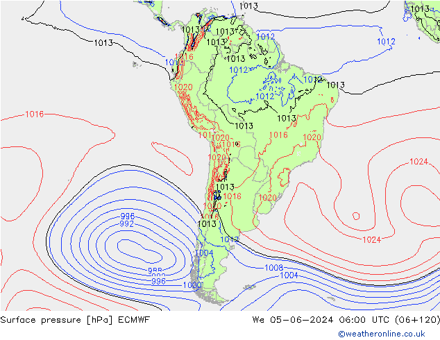 Atmosférický tlak ECMWF St 05.06.2024 06 UTC