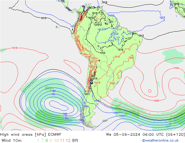 High wind areas ECMWF  05.06.2024 06 UTC