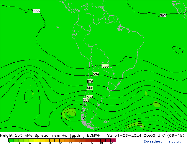 Geop. 500 hPa Spread ECMWF sáb 01.06.2024 00 UTC