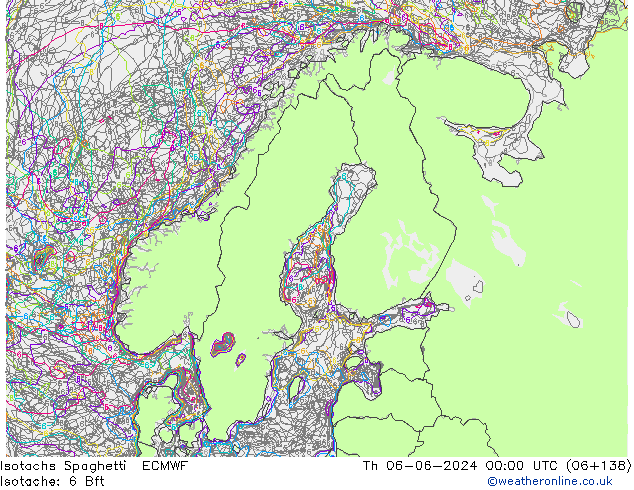 Isotaca Spaghetti ECMWF jue 06.06.2024 00 UTC