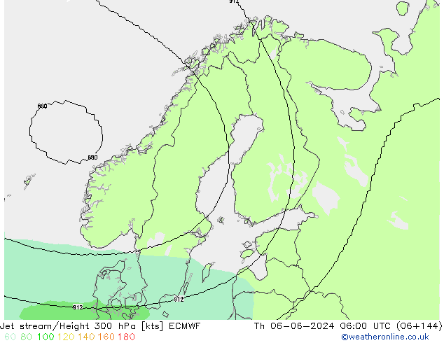 Corrente a getto ECMWF gio 06.06.2024 06 UTC