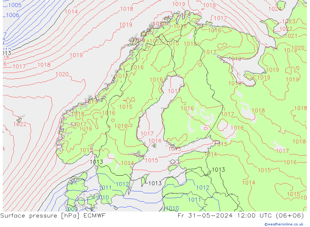 Luchtdruk (Grond) ECMWF vr 31.05.2024 12 UTC