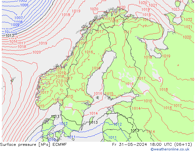 Surface pressure ECMWF Fr 31.05.2024 18 UTC