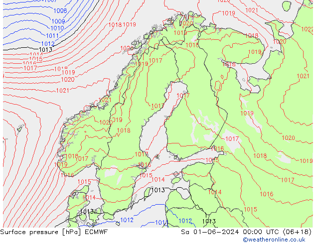 приземное давление ECMWF сб 01.06.2024 00 UTC