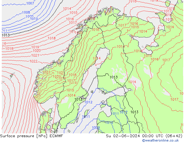 Bodendruck ECMWF So 02.06.2024 00 UTC