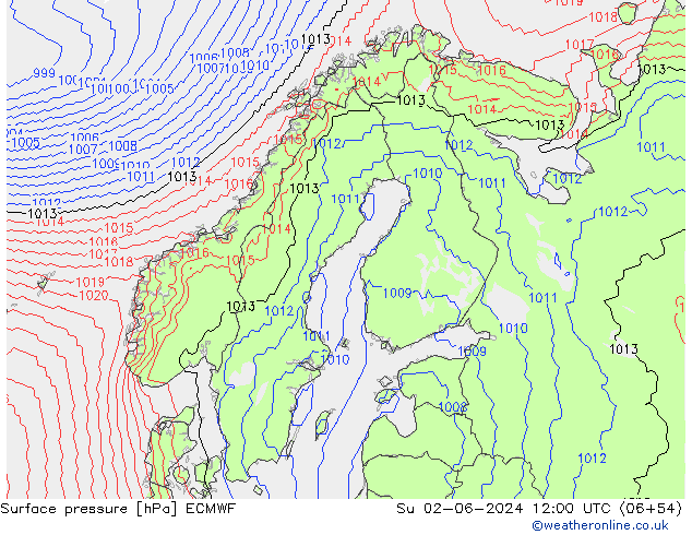 Yer basıncı ECMWF Paz 02.06.2024 12 UTC