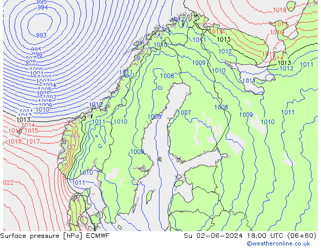 Bodendruck ECMWF So 02.06.2024 18 UTC