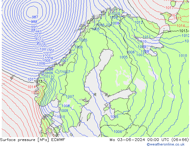 Luchtdruk (Grond) ECMWF ma 03.06.2024 00 UTC