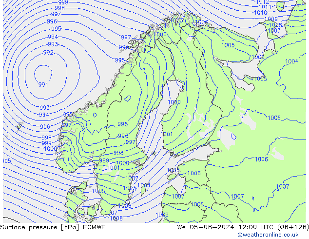 Pressione al suolo ECMWF mer 05.06.2024 12 UTC