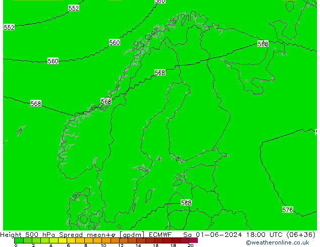 Geop. 500 hPa Spread ECMWF sáb 01.06.2024 18 UTC