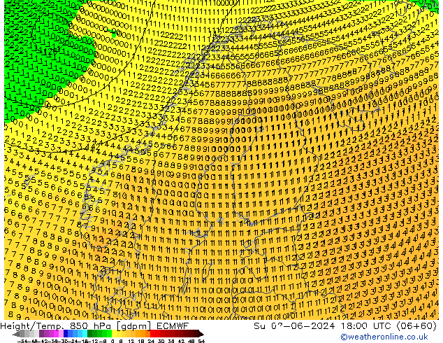 Height/Temp. 850 hPa ECMWF Su 02.06.2024 18 UTC