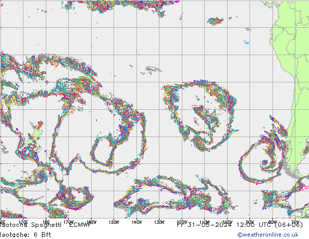 Isotachen Spaghetti ECMWF vr 31.05.2024 12 UTC