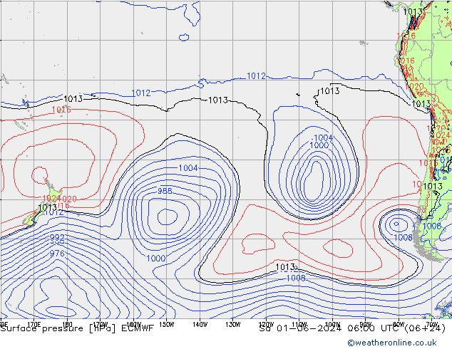 Surface pressure ECMWF Sa 01.06.2024 06 UTC