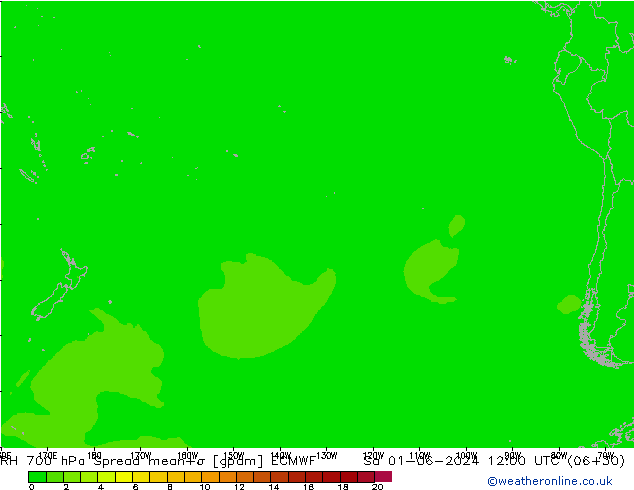 RH 700 hPa Spread ECMWF Sa 01.06.2024 12 UTC