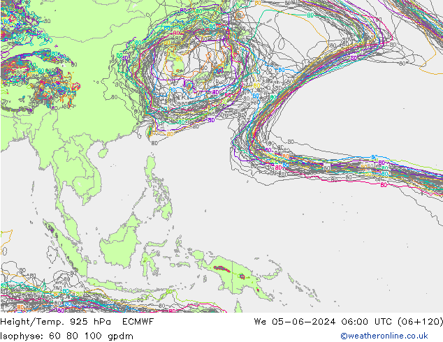 Height/Temp. 925 hPa ECMWF We 05.06.2024 06 UTC