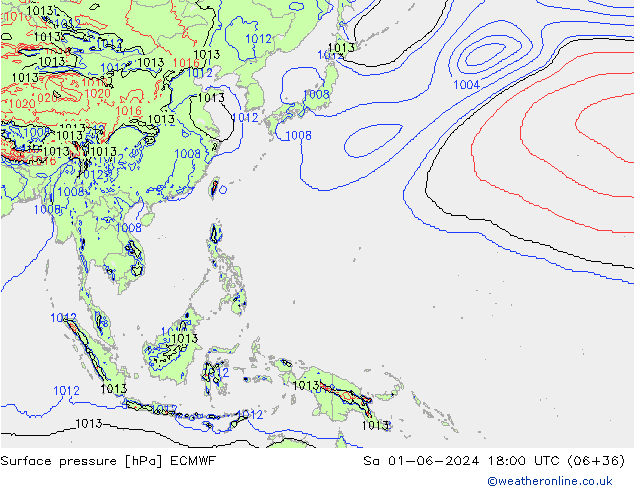 Surface pressure ECMWF Sa 01.06.2024 18 UTC