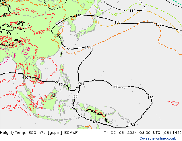 Géop./Temp. 850 hPa ECMWF jeu 06.06.2024 06 UTC