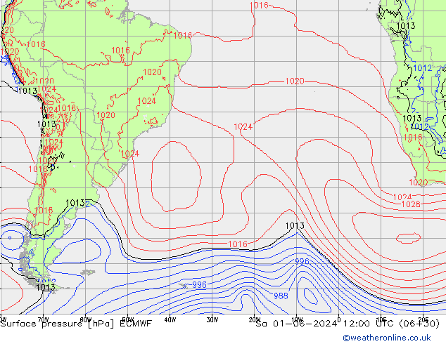 Luchtdruk (Grond) ECMWF za 01.06.2024 12 UTC