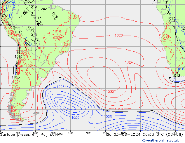 pression de l'air ECMWF lun 03.06.2024 00 UTC