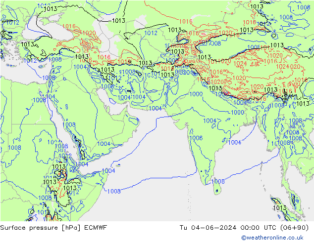 Yer basıncı ECMWF Sa 04.06.2024 00 UTC