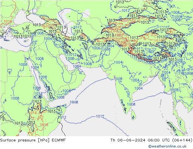 ciśnienie ECMWF czw. 06.06.2024 06 UTC