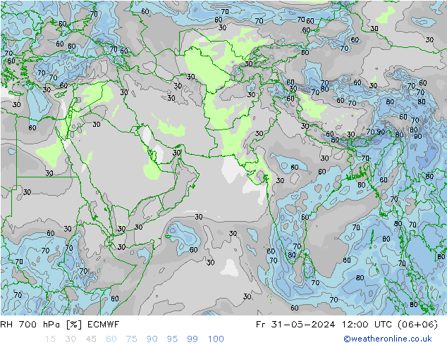 RH 700 hPa ECMWF Fr 31.05.2024 12 UTC