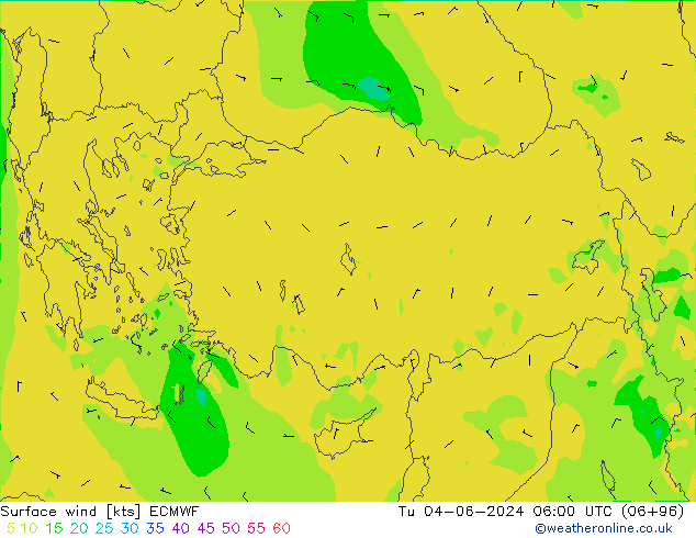 Surface wind ECMWF Tu 04.06.2024 06 UTC