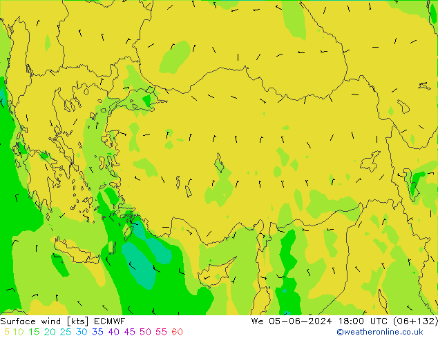 Surface wind ECMWF We 05.06.2024 18 UTC