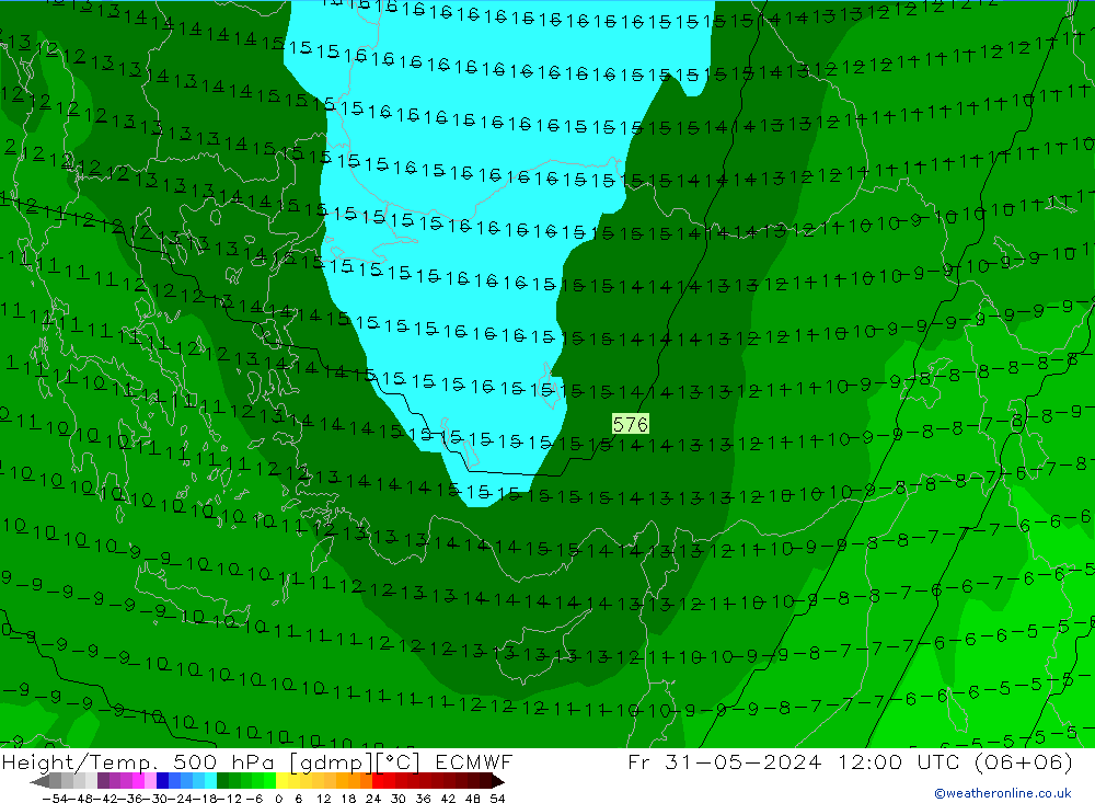 Height/Temp. 500 hPa ECMWF  31.05.2024 12 UTC