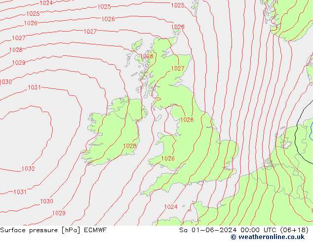 Presión superficial ECMWF sáb 01.06.2024 00 UTC