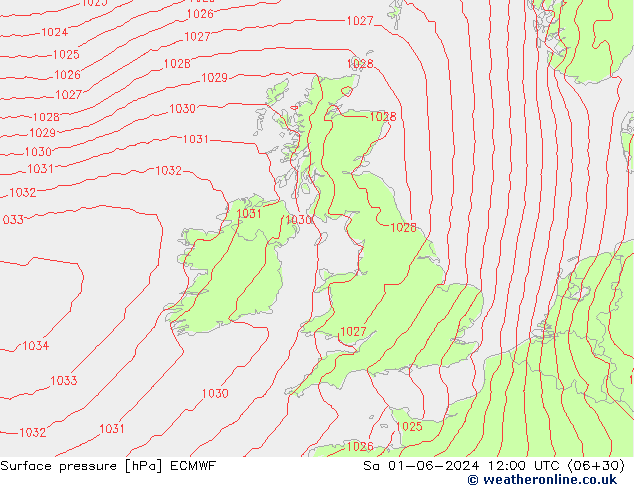 Atmosférický tlak ECMWF So 01.06.2024 12 UTC