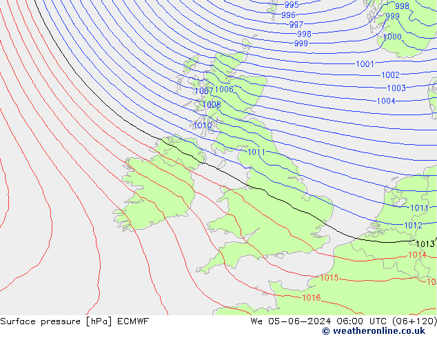 ciśnienie ECMWF śro. 05.06.2024 06 UTC