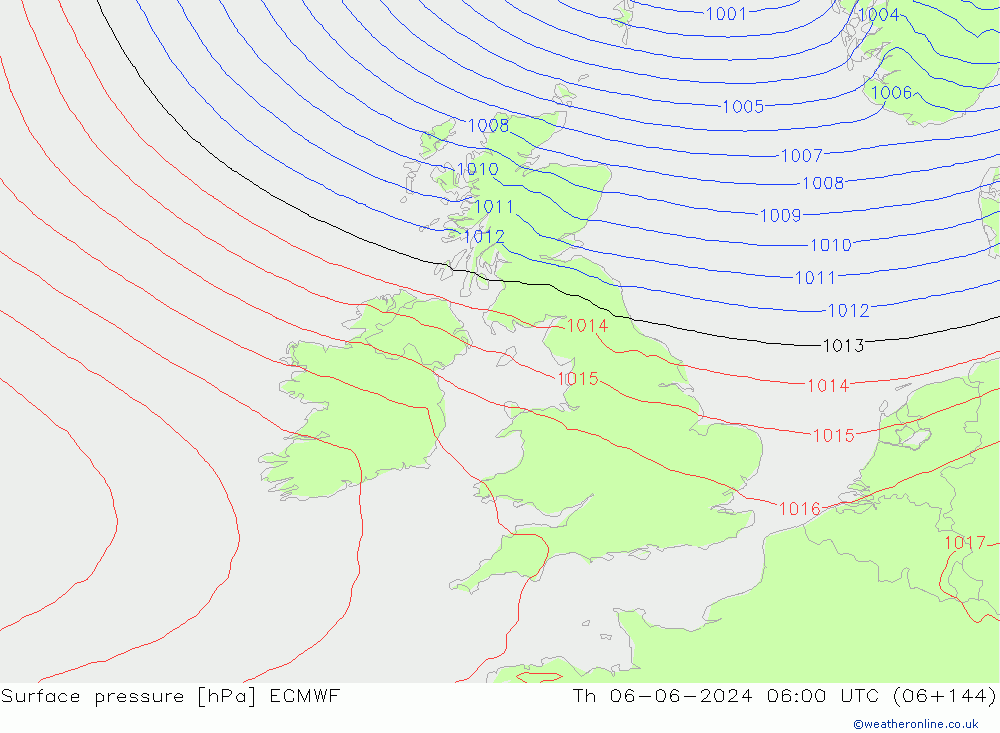 Surface pressure ECMWF Th 06.06.2024 06 UTC