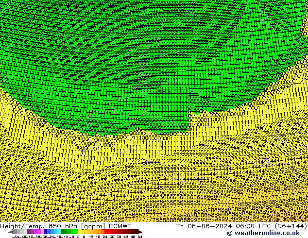 Height/Temp. 850 hPa ECMWF Th 06.06.2024 06 UTC