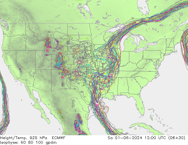 Height/Temp. 925 hPa ECMWF Sa 01.06.2024 12 UTC