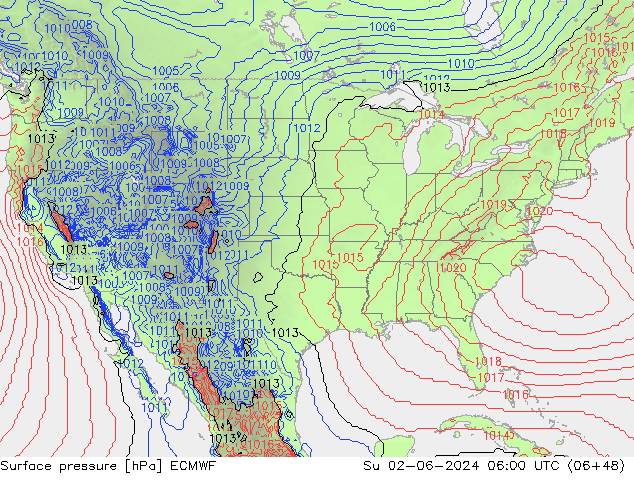 pressão do solo ECMWF Dom 02.06.2024 06 UTC