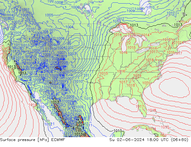 Bodendruck ECMWF So 02.06.2024 18 UTC