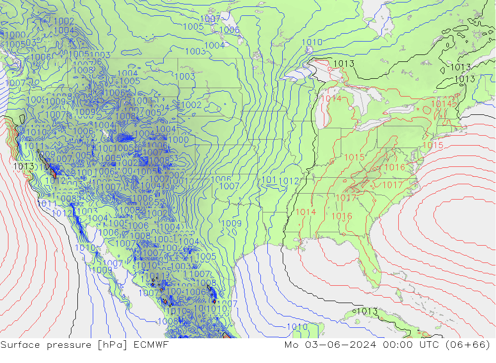 Yer basıncı ECMWF Pzt 03.06.2024 00 UTC