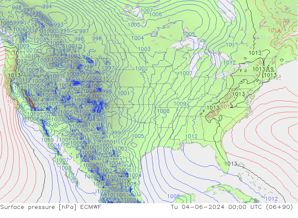 Presión superficial ECMWF mar 04.06.2024 00 UTC