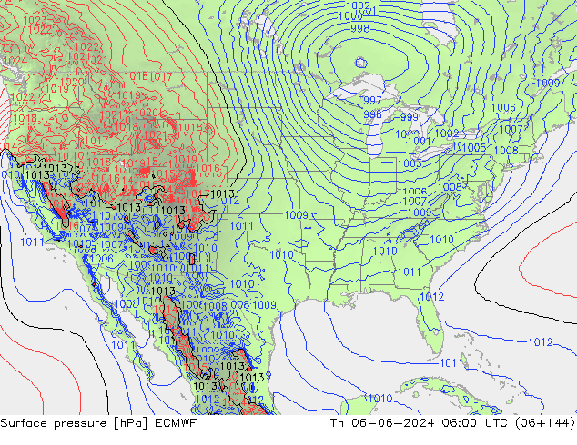 pressão do solo ECMWF Qui 06.06.2024 06 UTC