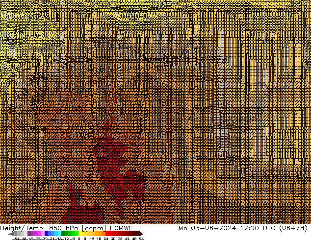 Height/Temp. 850 hPa ECMWF Mo 03.06.2024 12 UTC