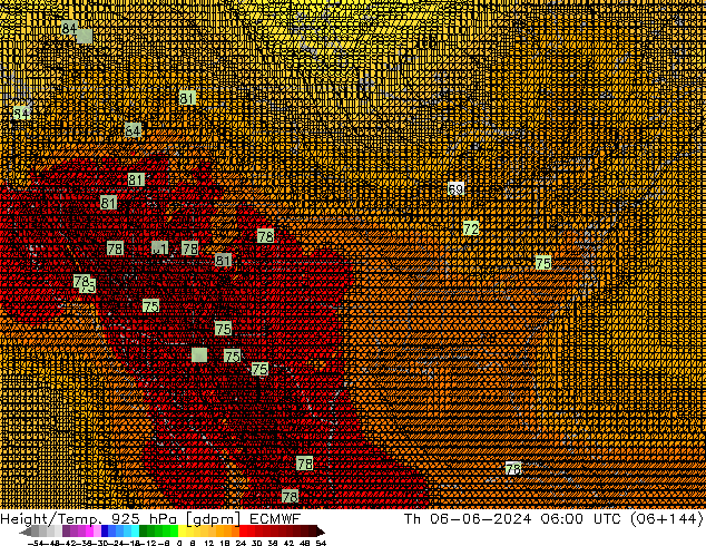 Hoogte/Temp. 925 hPa ECMWF do 06.06.2024 06 UTC