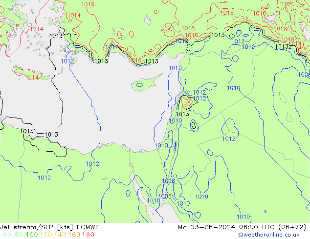 Jet stream/SLP ECMWF Mo 03.06.2024 06 UTC