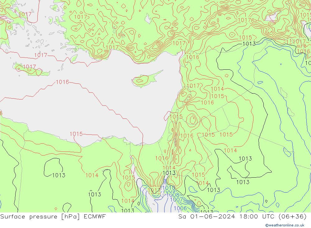 Presión superficial ECMWF sáb 01.06.2024 18 UTC