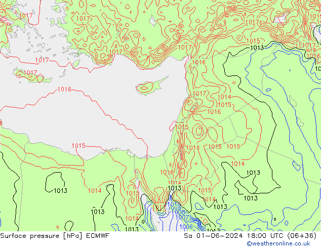 Surface pressure ECMWF Sa 01.06.2024 18 UTC