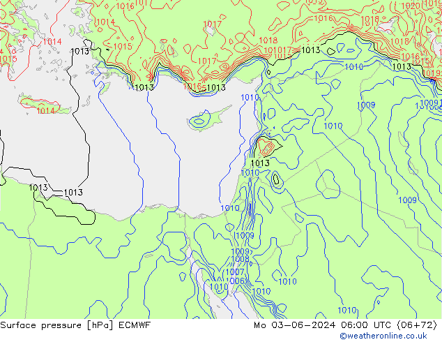 приземное давление ECMWF пн 03.06.2024 06 UTC