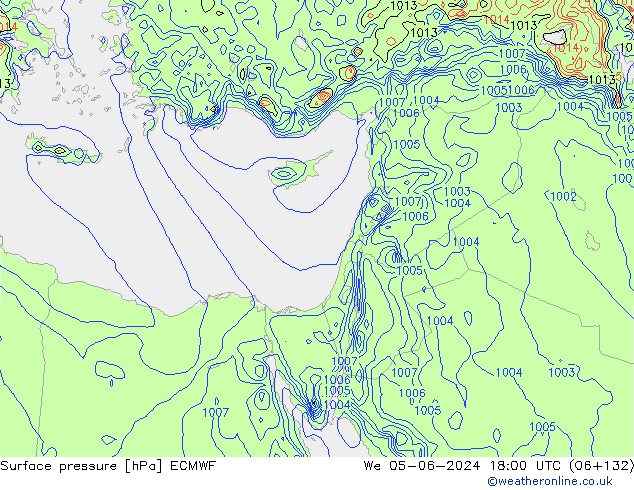 Atmosférický tlak ECMWF St 05.06.2024 18 UTC