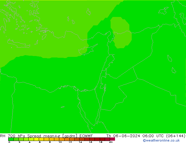 RH 700 hPa Spread ECMWF  06.06.2024 06 UTC