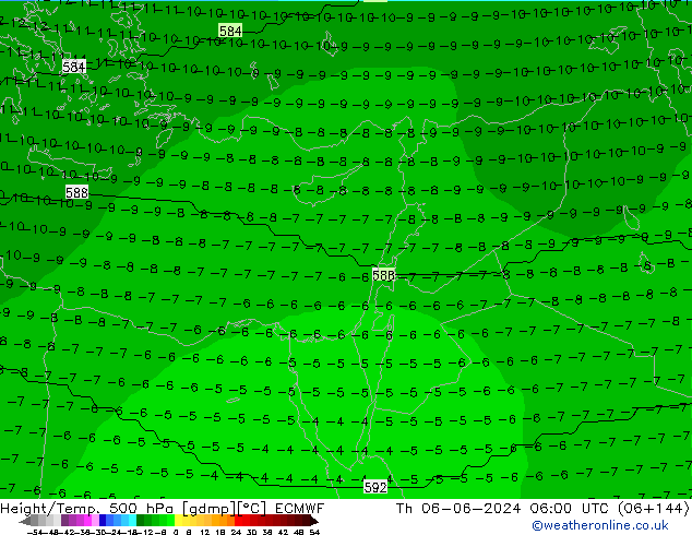 Hoogte/Temp. 500 hPa ECMWF do 06.06.2024 06 UTC