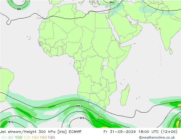 Corriente en chorro ECMWF vie 31.05.2024 18 UTC